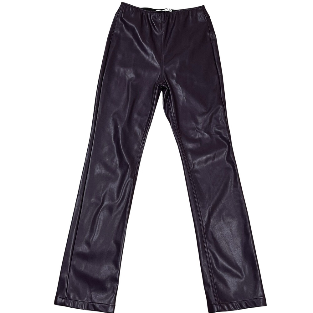 Tinseltown Faux Leather Pants S Purple High Rise Straight Leg Edgy Chic Goth